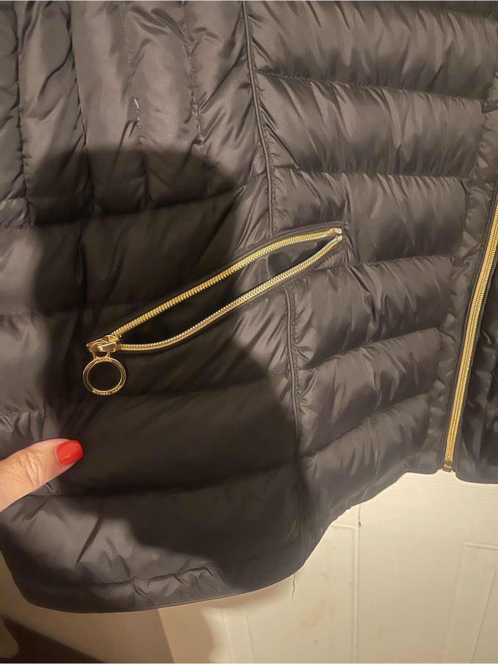 Michael Kors Black Quilted Puffer Jacket with Gold Zippers - Picture 3 of 6